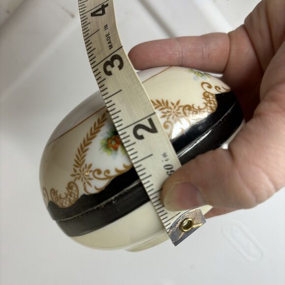 VTG Hand-Painted Porcelain China Egg Trinket Dish Floral Black Ivory "M" Japan - Picture 8 of 8